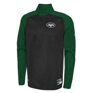 New York Jets NFL Team 1/4 Zip Pullover Long Sleeve  Green Black Men's Size M